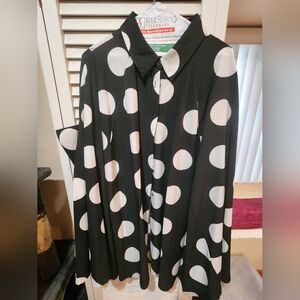 Shein 1x Black and White Polka Dot Cape  Shirt